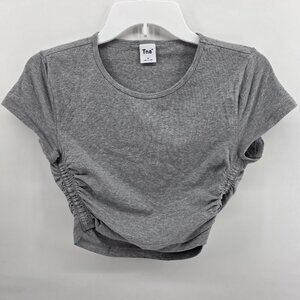 TNA Grey Ruched Side Crop Top – Size M – Aritzia Stretchy Short Sleeve Tee